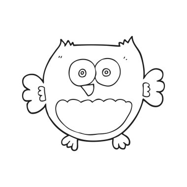 siyah beyaz çizgi film baykuş