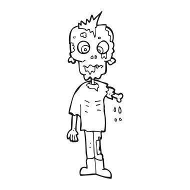 siyah beyaz çizgi film zombi