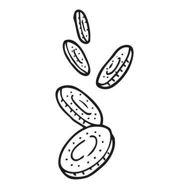 siyah beyaz çizgi film paralar