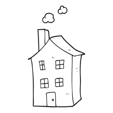 siyah beyaz çizgi film evi