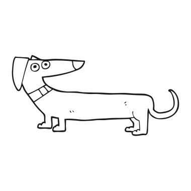 siyah ve beyaz karikatür sosis köpek