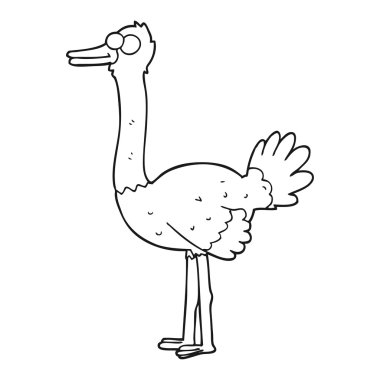 siyah beyaz çizgi film devekuşu