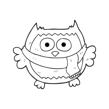 siyah beyaz çizgi film baykuş şal