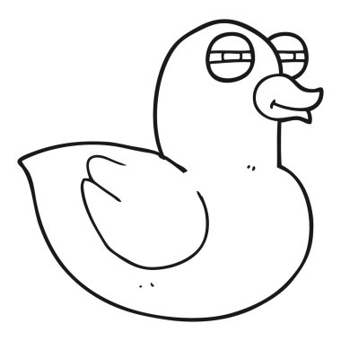 siyah beyaz çizgi film komik lastik ördek