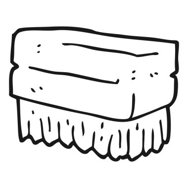 Fırça ovma siyah beyaz çizgi film