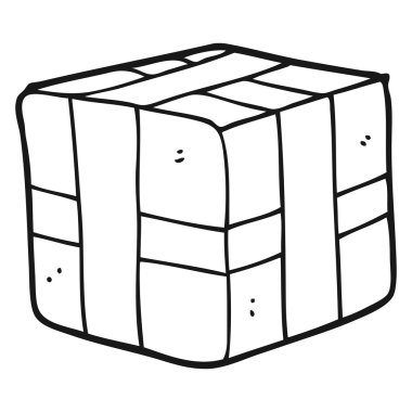 siyah beyaz çizgi film sarılmış hediye