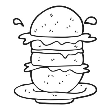 siyah beyaz çizgi film burger