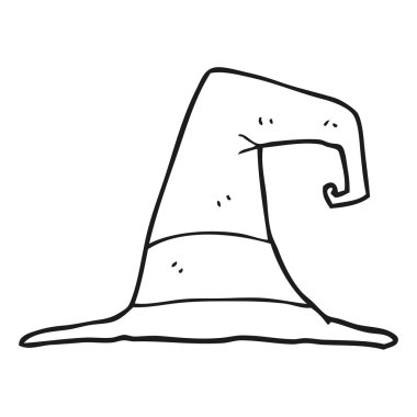 siyah beyaz çizgi film cadı şapka