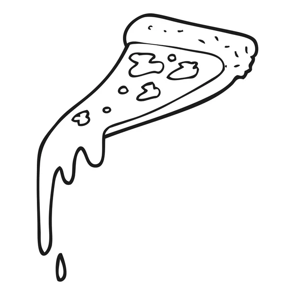 Zwart-wit cartoon pizza slice — Stockvector