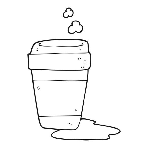 Taza de café de dibujos animados en blanco y negro — Vector de stock