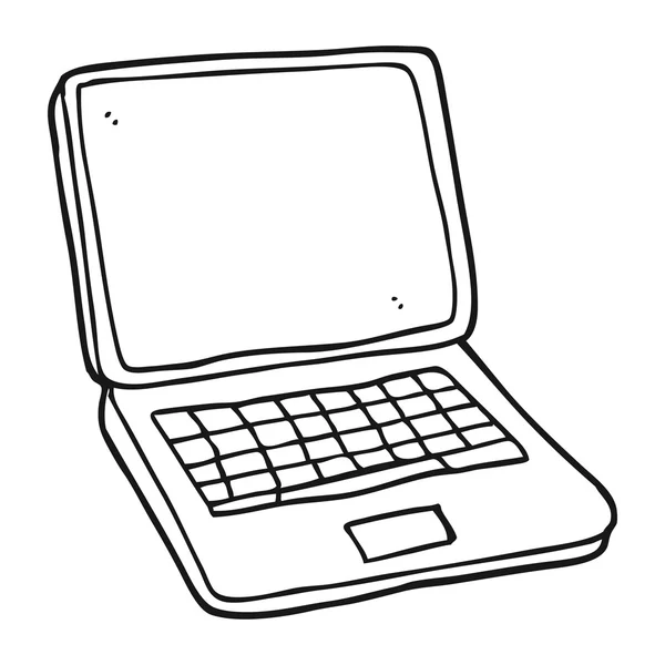 Ordenador portátil de dibujos animados en blanco y negro — Vector de stock