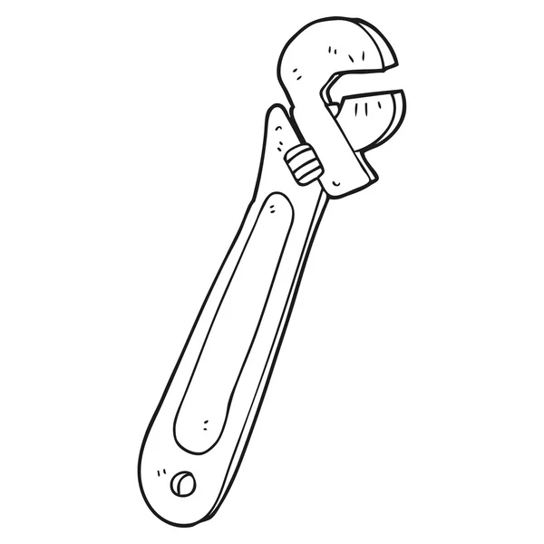 Black and white cartoon adjustable spanner — Stock Vector