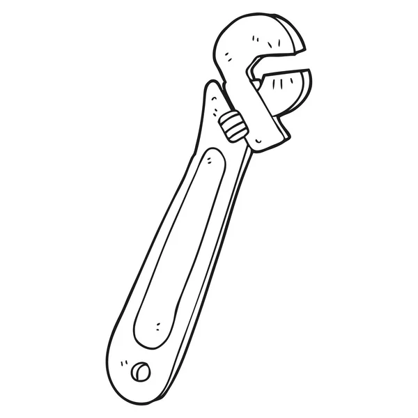 Llave ajustable de dibujos animados en blanco y negro — Archivo Imágenes Vectoriales