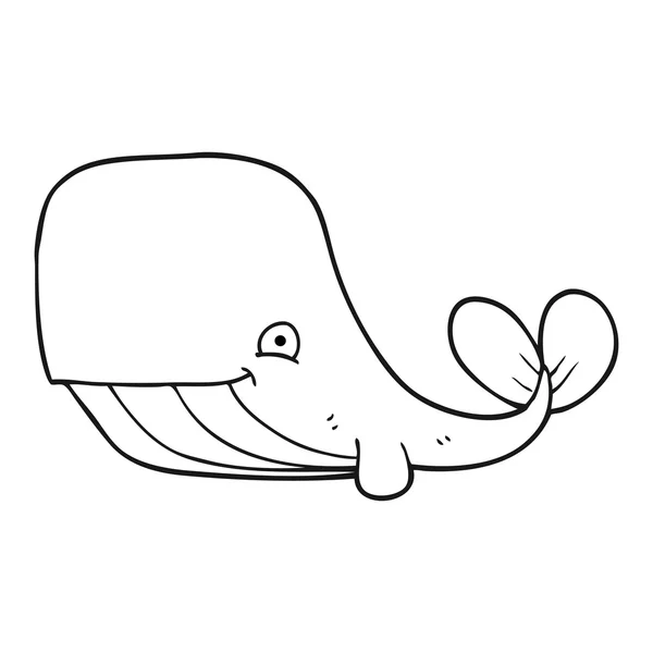 Zwart-wit cartoon gelukkig walvis — Stockvector