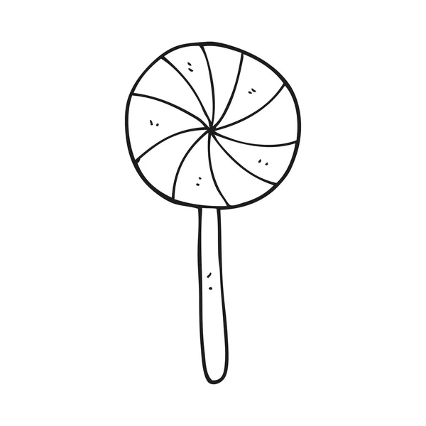 Zwart-wit cartoon snoep lollipop — Stockvector