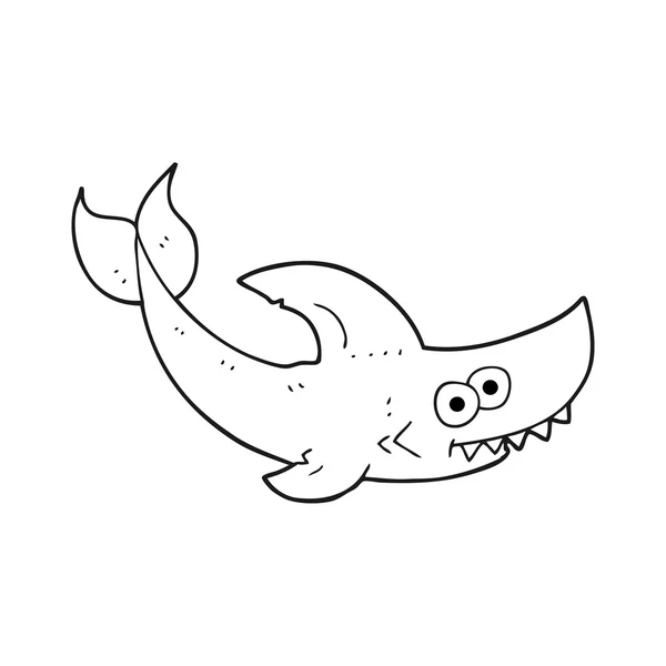 Requin dessin animé noir et blanc — Image vectorielle