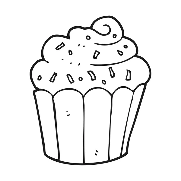 Black and white cartoon cupcake — Stock Vector