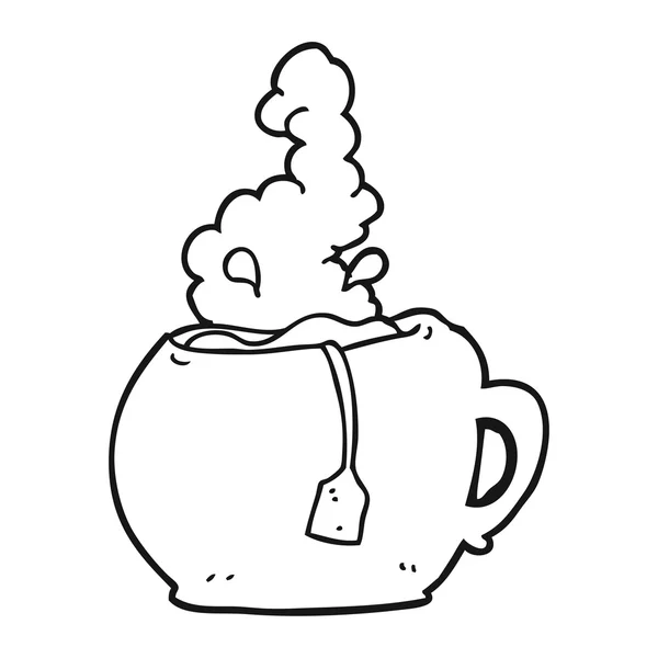 Noir et blanc tasse de thé dessin animé — Image vectorielle