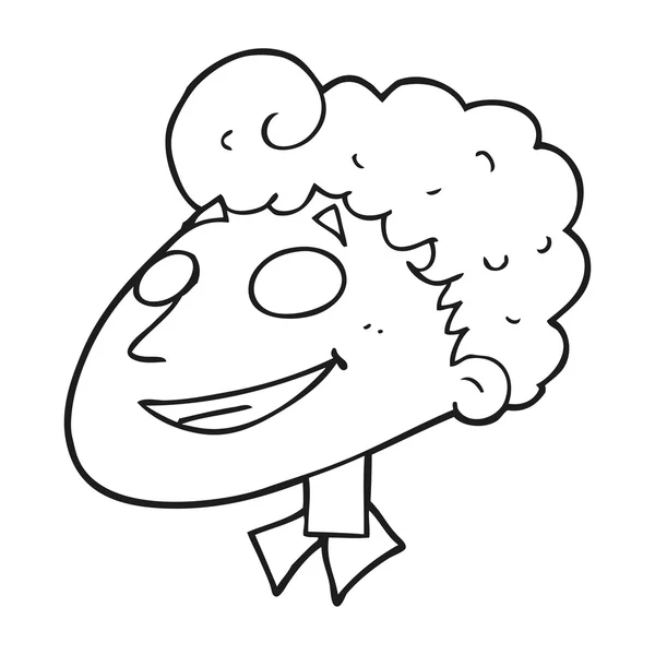 Dibujos animados en blanco y negro hombre feliz — Vector de stock