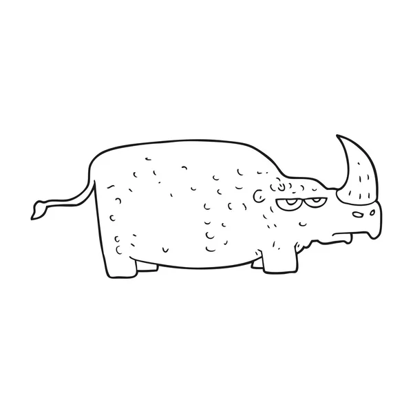 黑色和白色卡通犀牛 — 图库矢量图片