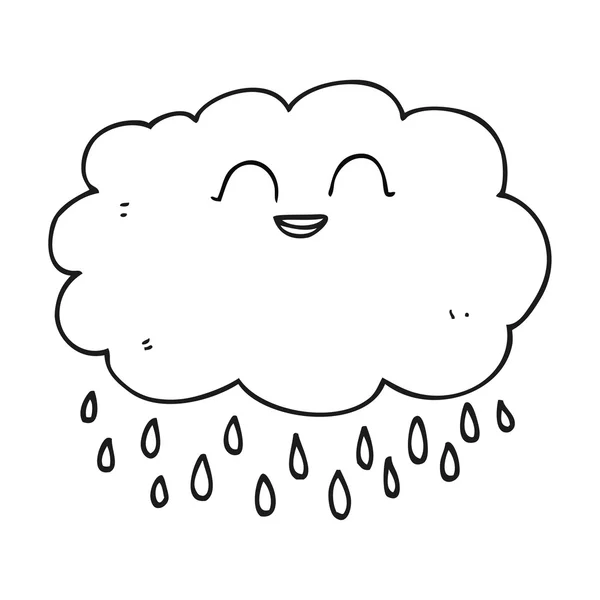 Negru și alb desene animate ploaie nor — Vector de stoc