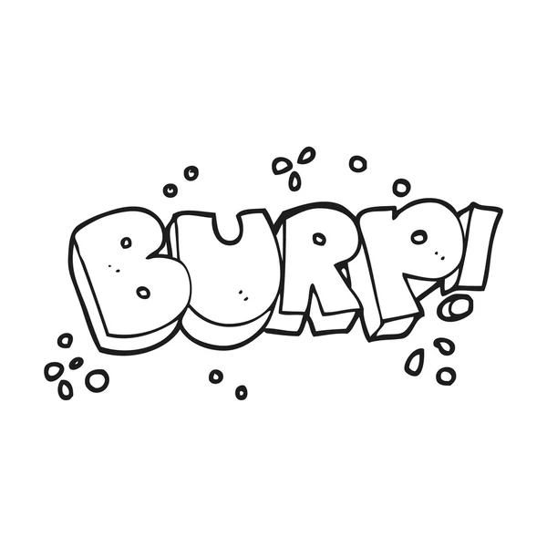 Zwart-wit cartoon burp tekst — Stockvector