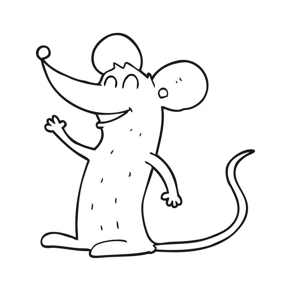 Ratón de dibujos animados en blanco y negro — Vector de stock