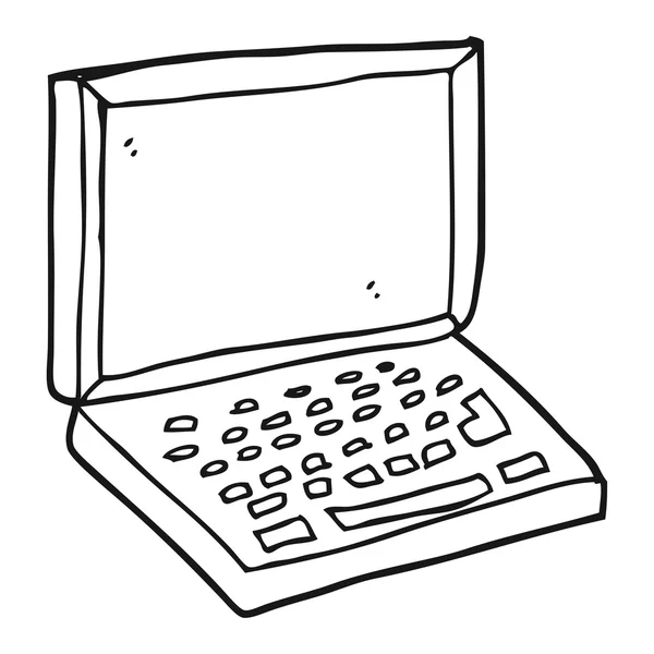 Zwart-wit cartoon laptopcomputer — Stockvector