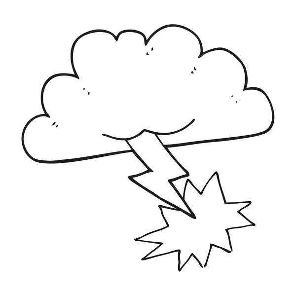 Nube de tormenta de dibujos animados en blanco y negro — Archivo Imágenes Vectoriales