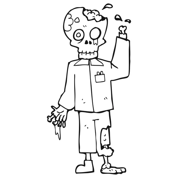 Zombie de dibujos animados en blanco y negro — Vector de stock