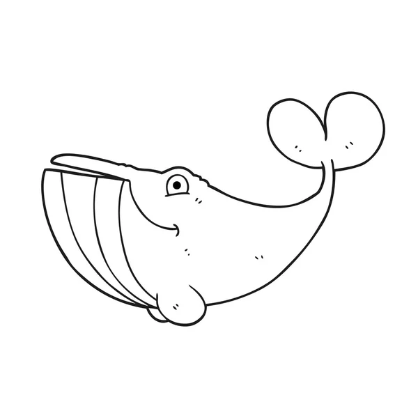 Baleine dessin animé noir et blanc — Image vectorielle