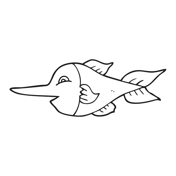 Siyah beyaz çizgi film kılıç balığı — Stok Vektör