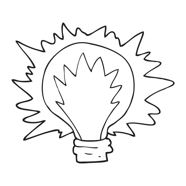 Zwart-wit cartoon gloeilamp — Stockvector