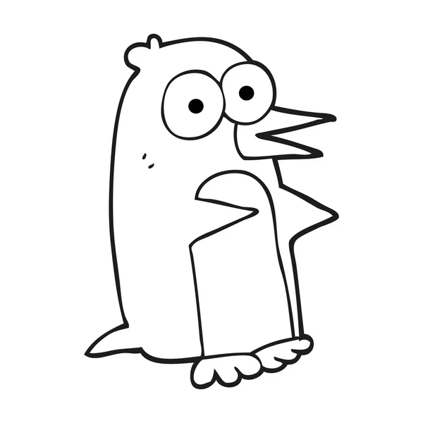 Zwart-wit cartoon pinguïn — Stockvector