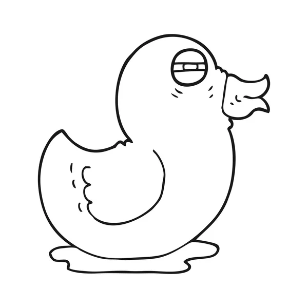 Blanco y negro de dibujos animados pato de goma — Vector de stock