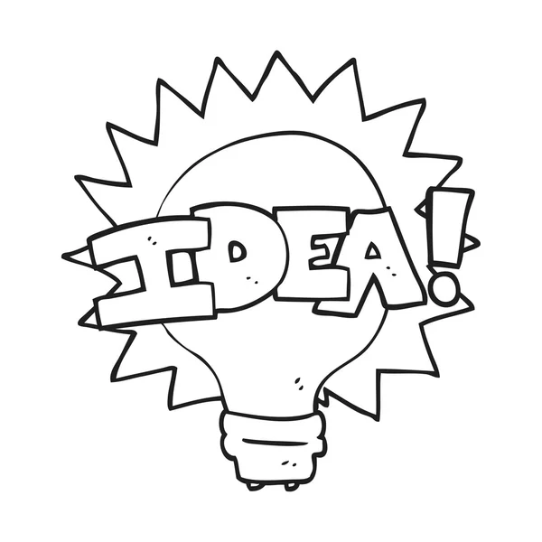 Black and white cartoon idea light bulb symbol — Stock Vector