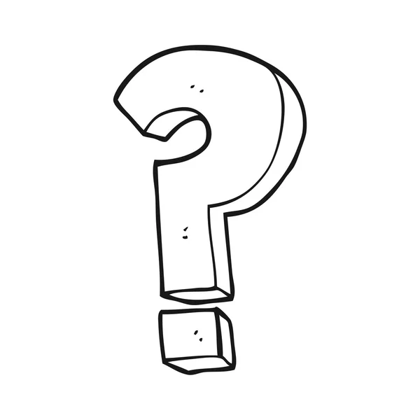 Símbolo de interrogación de dibujos animados en blanco y negro — Vector de stock