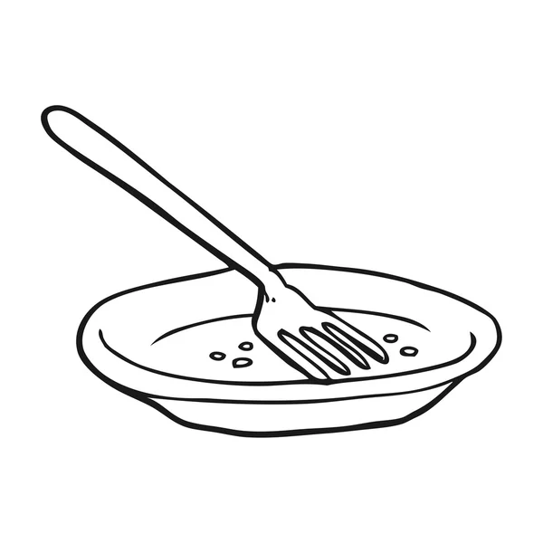 Dibujos animados blanco y negro plato vacío — Archivo Imágenes Vectoriales