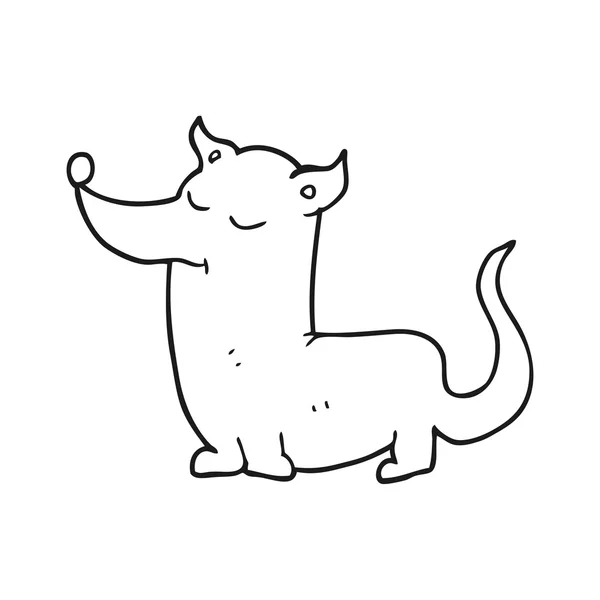 Negro y blanco dibujos animados pequeño perro — Vector de stock