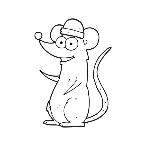 Černobílá karikatura šťastná myš — Stockový vektor
