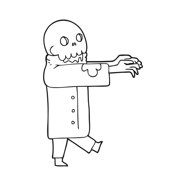 Zombie dessin animé noir et blanc — Image vectorielle