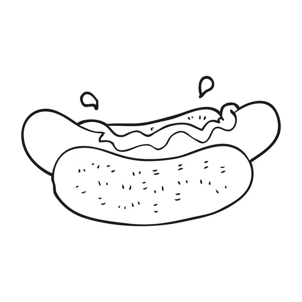 Bianco e nero fumetto hotdog — Vettoriale Stock