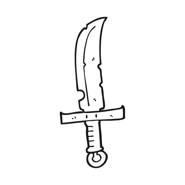 Cuchillo de dibujos animados blanco y negro — Vector de stock