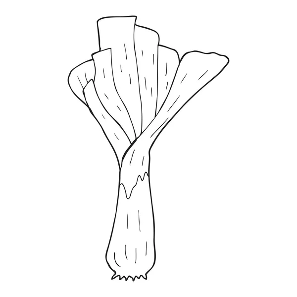 Svartvita tecknade purjolök — Stock vektor