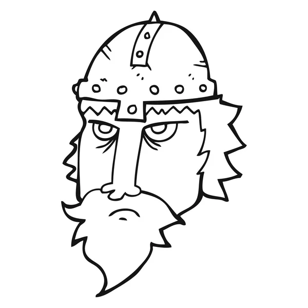 Noir et blanc dessin animé viking guerrier — Image vectorielle