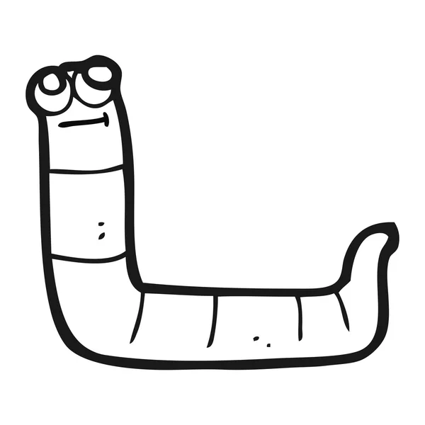 Zwart-wit cartoon worm — Stockvector