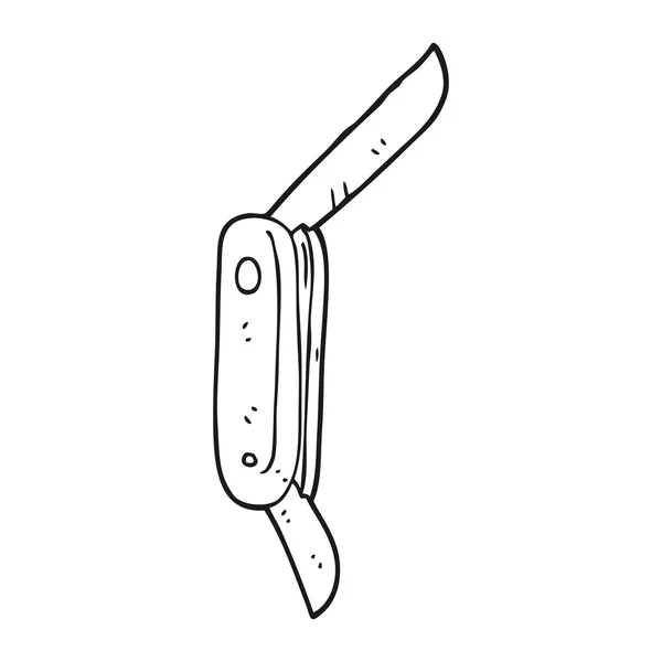 Cuchillo plegable de dibujos animados en blanco y negro — Vector de stock