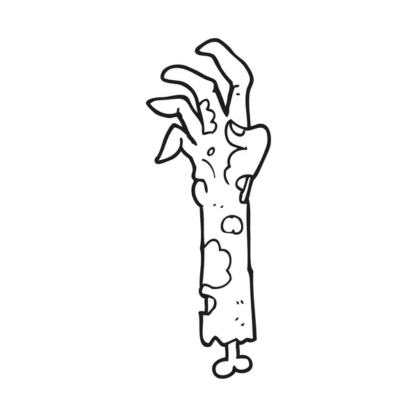 Zwart-wit cartoon zombie arm — Stockvector