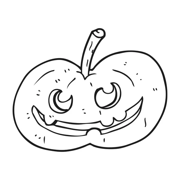 Nero e bianco cartone animato Halloween zucca — Vettoriale Stock