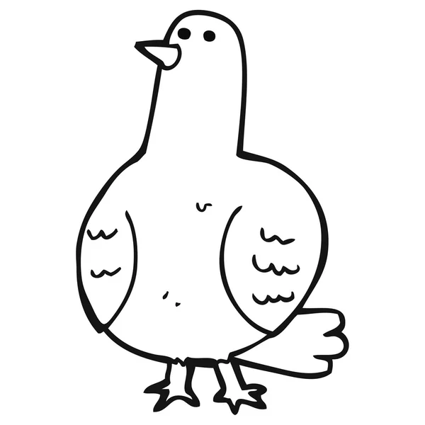 Oiseau dessin animé noir et blanc — Image vectorielle